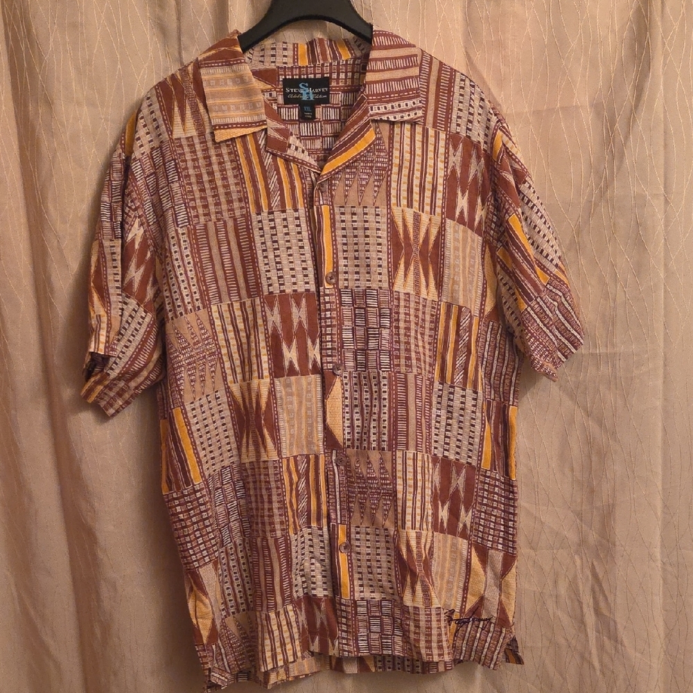 Steve Harvey Celebrity Edition Geometric Short Sleeve Shirt‎ Sz XXL